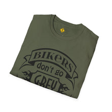 Load image into Gallery viewer, Bikers Don't Go Grey We Turn Chrome- Motorcycle Ride T-Shirt