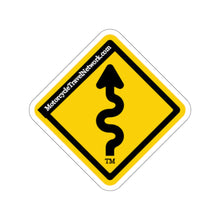 Load image into Gallery viewer, MotorcycleTravelNetwork.com Curves Ahead Kiss-Cut Stickers